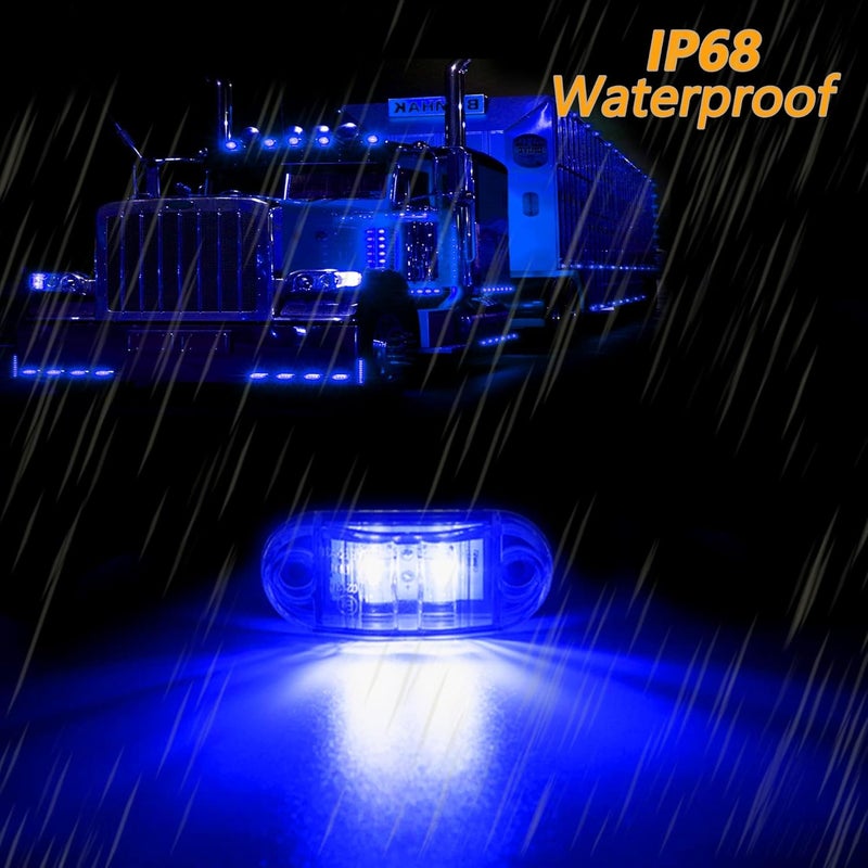 ALFU 10 Pack Blue DC12-24V IP68 Waterproof LED Trailer Lights Kit Front Rear LED Side Marker Clearance Indicators Light for RV Camper Truck Van Caravan Boat - Image 5